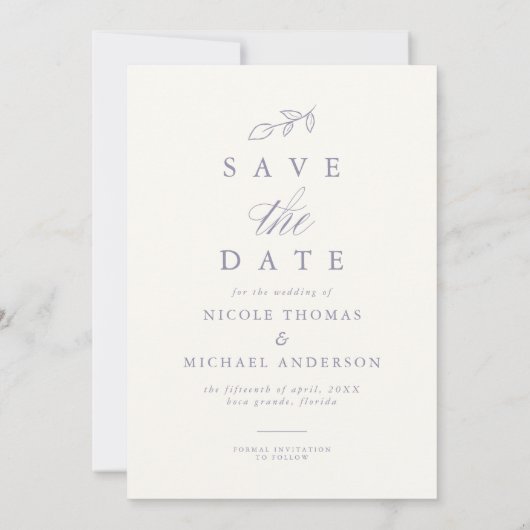 Minimale lederen foto met zachte Violet Arch Boho Save The Date (Achterkant)