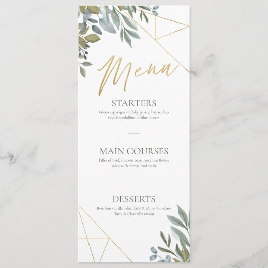 Minimale ledergeneratie en goudgeometrisch terrori menu (Voorkant)