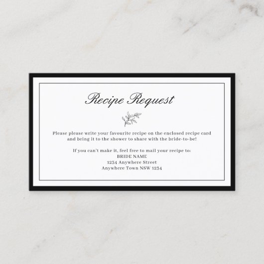 Minimale leef-ontvangstkaart aan rand visitekaartje (Voorkant)