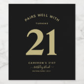 Minimale leeftijd zwart & Gold 21 jaar Wijn Etiket (Enkel label)