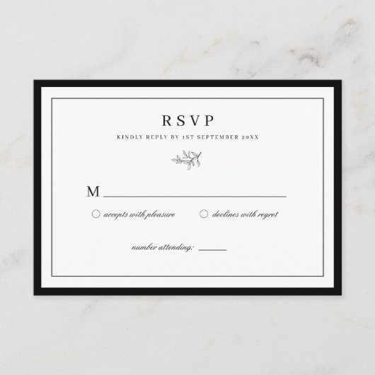 Minimale lef Wedding RSVP Informatiekaartje (Voorkant)