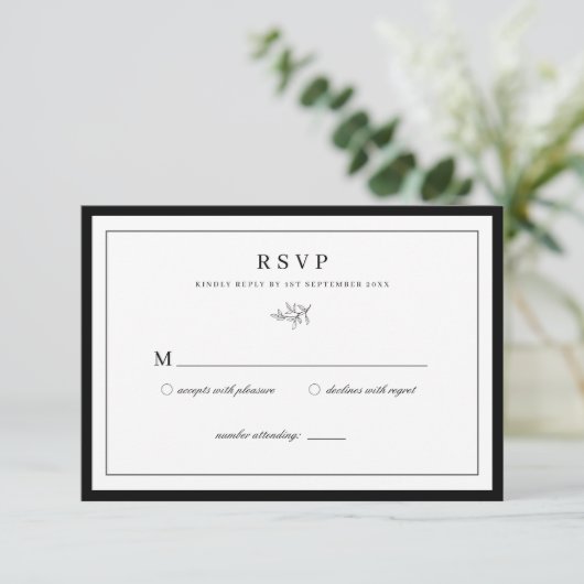 Minimale lef Wedding RSVP Informatiekaartje (Staand voorkant)