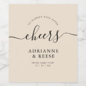 Minimale legant beige en zwarte bruiloft wijn etiket (Enkel label)