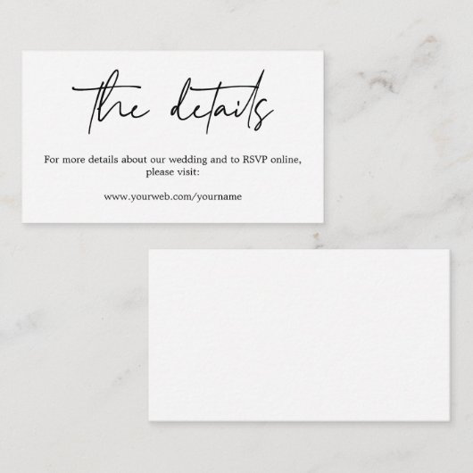 Minimale legant Calligraphy Wedding Website Informatiekaartje (Voorkant / Achterkant)