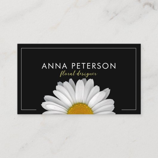 Minimale legant Daisy Flower on Black Visitekaartje (Voorkant)