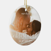 Minimale legant | Eerste kerstfoto en tekst Keramisch Ornament (Rechts)