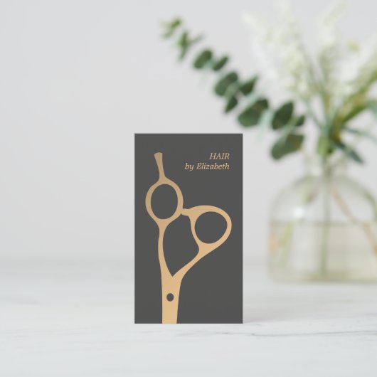 Minimale legant Faux Gold Grey Hair Stylist Visitekaartje (Staand voorkant)