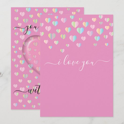 Minimale legant Ik hou van je Design Invitation Kaart (Voorkant / Achterkant)