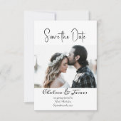 Minimale legant kalligrafie Foto slaat de datum op Save The Date (Voorkant)