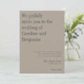 Minimale legant Taupe en Gray Modern Wedding Kaart (Staand voorkant)