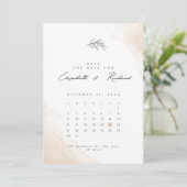 Minimale legant voor beige Waterverf slaat de datu Save The Date (Staand voorkant)