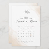 Minimale legant voor beige Waterverf slaat de datu Save The Date (Voorkant / Achterkant)