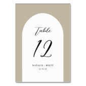 Minimale legante Arch Wedding | Nummer beige tabel Kaart (Voorkant)