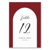 Minimale legante Arch Wedding | Rood tabelnummer Kaart (Voorkant)