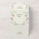 Minimale legante bruiloft van moderne wilde bloeme all in one uitnodiging (Buitenkant)