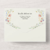 Minimale legante bruiloft van moderne wilde bloeme all in one uitnodiging (Achterkant)