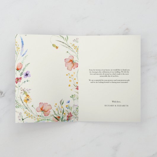 Minimale legante bruiloft van moderne wilde bloeme bedankkaart (Binnen)