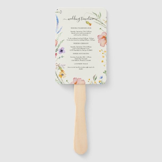 Minimale legante bruiloft van moderne wilde bloeme handwaaier (Achterkant)