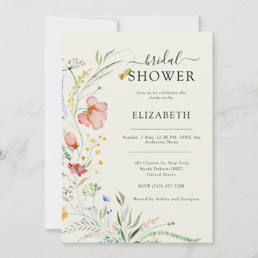 Minimale legante bruiloft van moderne wilde bloeme kaart (Voorkant)