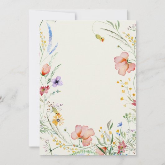 Minimale legante bruiloft van moderne wilde bloeme kaart (Achterkant)