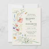 Minimale legante bruiloft van moderne wilde bloeme kaart (Voorkant)