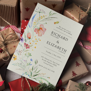 Minimale legante bruiloft van moderne wilde bloeme kaart