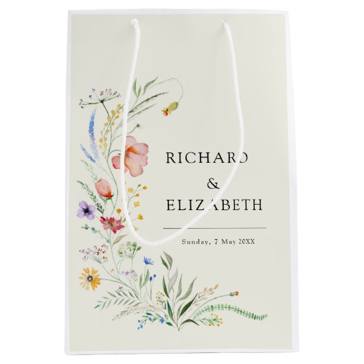 Minimale legante bruiloft van moderne wilde bloeme medium cadeauzakje (Voorkant)