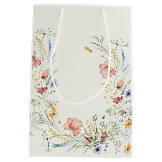 Minimale legante bruiloft van moderne wilde bloeme medium cadeauzakje (Achterkant)