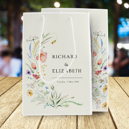 Minimale legante bruiloft van moderne wilde bloeme medium cadeauzakje