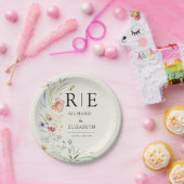 Minimale legante bruiloft van moderne wilde bloeme papieren bordje (Feest)