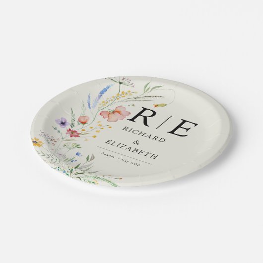 Minimale legante bruiloft van moderne wilde bloeme papieren bordje (Gekanteld)