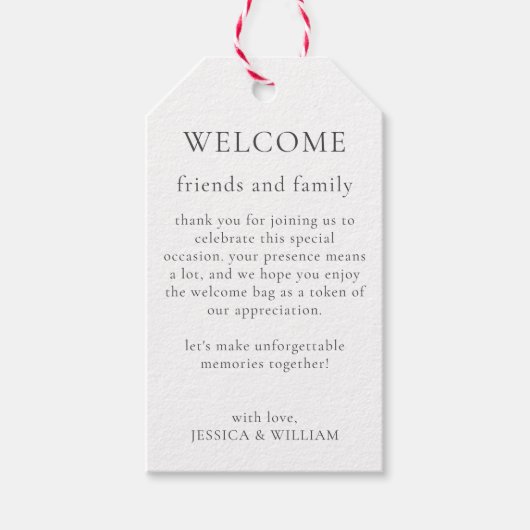 Minimale legante bruiloft voor gasten Welkomsttas Cadeaulabel (Voorkant)