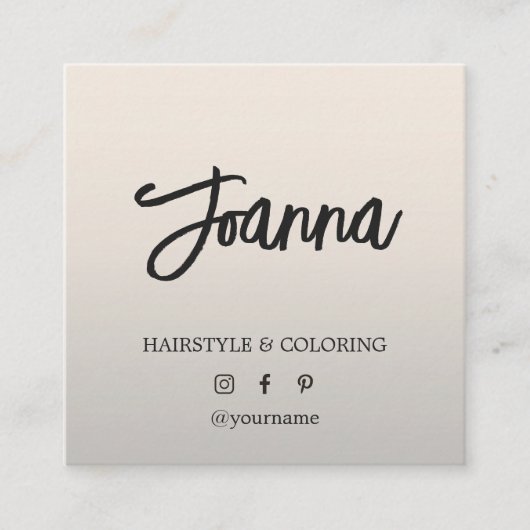 Minimale legante Faux Metal Bold Hairdresser Vierkante Visitekaartje (Voorkant)