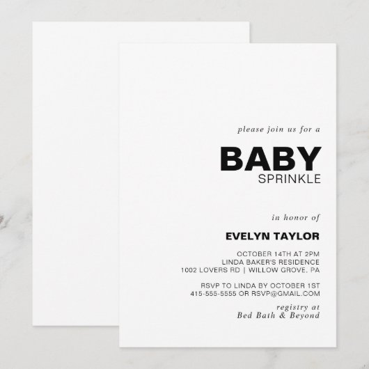 Minimale legante formele Baby sprinkhaan Kaart (Voorkant / Achterkant)