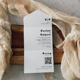 Minimale legante officiële bruiloft all in one uitnodiging