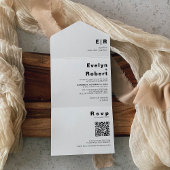 Minimale legante officiële bruiloft all in one uitnodiging