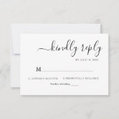 Minimale legante-scriptweddenschap RSVP kaartje (Voorkant)