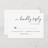 Minimale legante-scriptweddenschap RSVP kaartje (Voorkant / Achterkant)