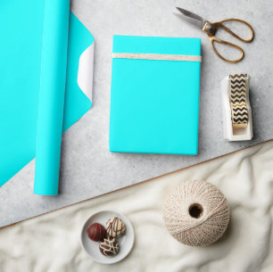 Minimale legante Solid Cyan Blue Plain Cadeaupapier