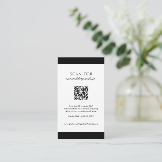 Minimale legante website Modern QR Code Wedding Informatiekaartje (Staand voorkant)