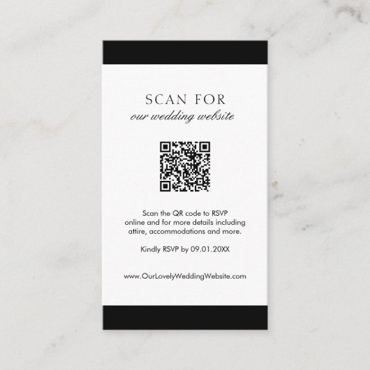 Minimale legante website Modern QR Code Wedding Informatiekaartje (Voorkant)
