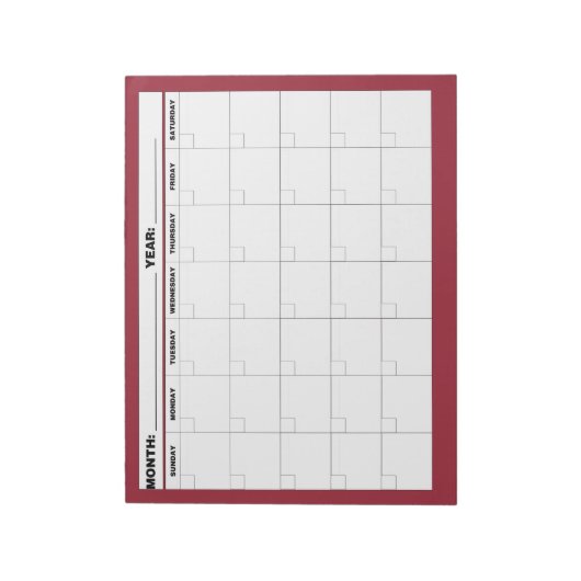 Minimale lege kalender notitieblok (Linkerzijde)