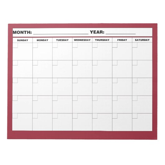 Minimale lege kalender notitieblok (Voorkant)