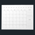 Minimale lege maandelijkse kalender notitieblok<br><div class="desc">Een ongedateerde,  lege kalenderplanner voor u om uw fitness kalender,  gebeurtenissen,  taken,  maaltijden,  en meer neer te schrijven!</div>