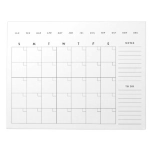 Minimale lege maandelijkse kalender notitieblok