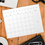 Minimale lege maandelijkse kalender notitieblok<br><div class="desc">Een ongedateerde,  lege kalenderplanner voor u om uw fitness kalender,  gebeurtenissen,  taken,  maaltijden,  en meer neer te schrijven!</div>