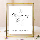 Minimale legerstaaf en -monogram oplaadbalk poster