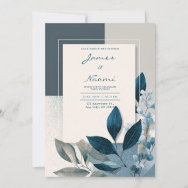Minimale Leisteenblauwe Geometrische Indigo Blad B Kaart