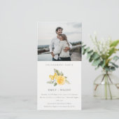 Minimale Lemon Boho Fauna Photo Verloving Invite Bedankkaart (Staand voorkant)