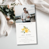 Minimale Lemon Boho Foliage Photo Wedding Invite Bedankkaart
